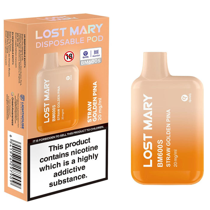 Lost Mary BM600S Disposable Vape Elf Bar Straw Golden Pina 