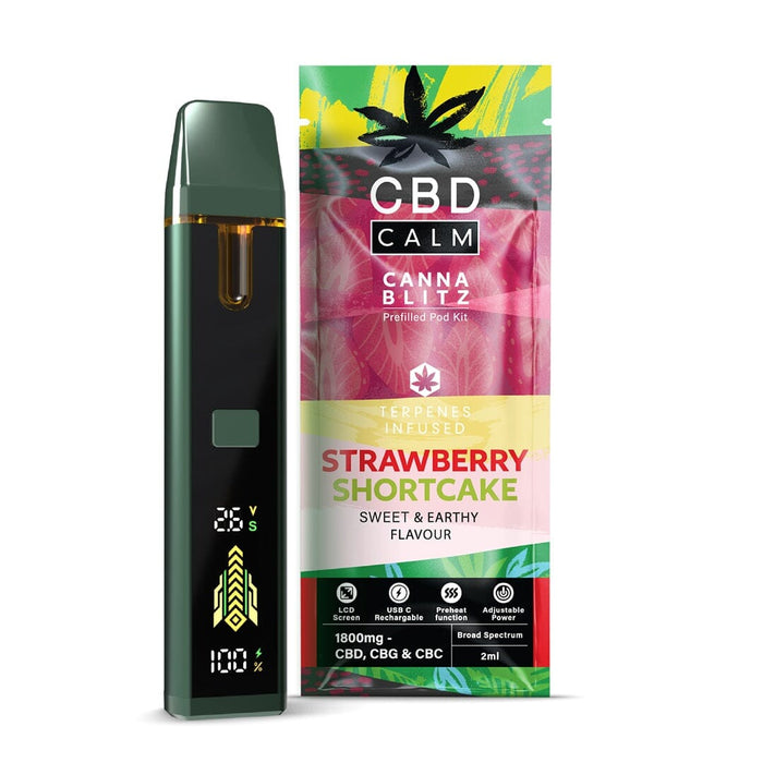 CBD Calm CANNABLITZ 1800mg Prefilled Vape Kit CBD Calm Strawberry Short Cake 