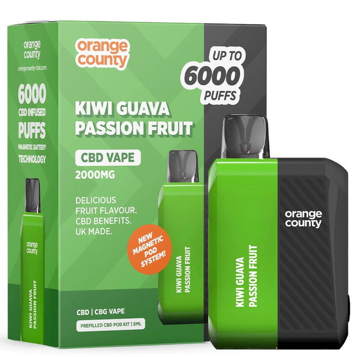 Orange County Prefilled CBD Pod Kit 2000mg 8ml Orange County Kiwi Guava Passion Fruit 