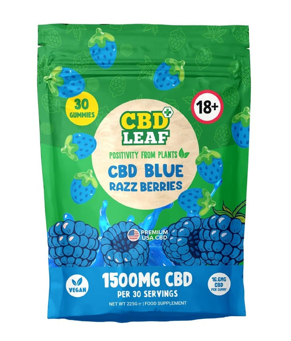 CBD Leaf 1500mg 30 Gummies CBD Leaf Blue Razz Berries - 1500mg 