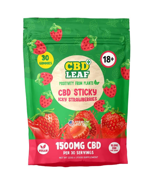 CBD Leaf 1500mg 30 Gummies CBD Leaf Sticky Icky Strawberries - 1500mg 