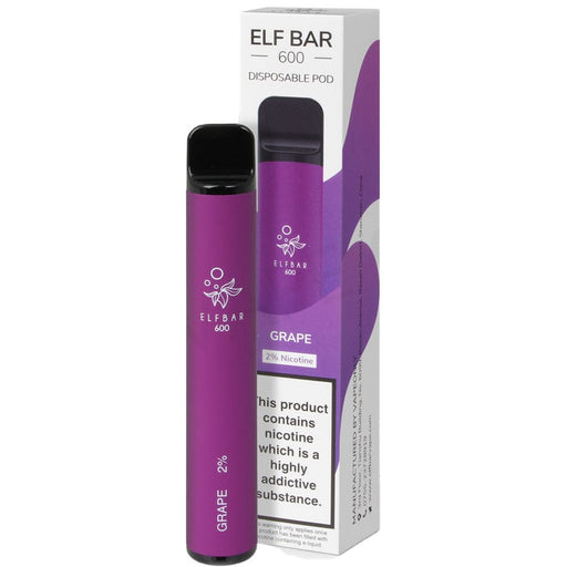 Elf Bar Disposable Pod Device 600 Puffs 1% Elf Bar 10mg Grape 