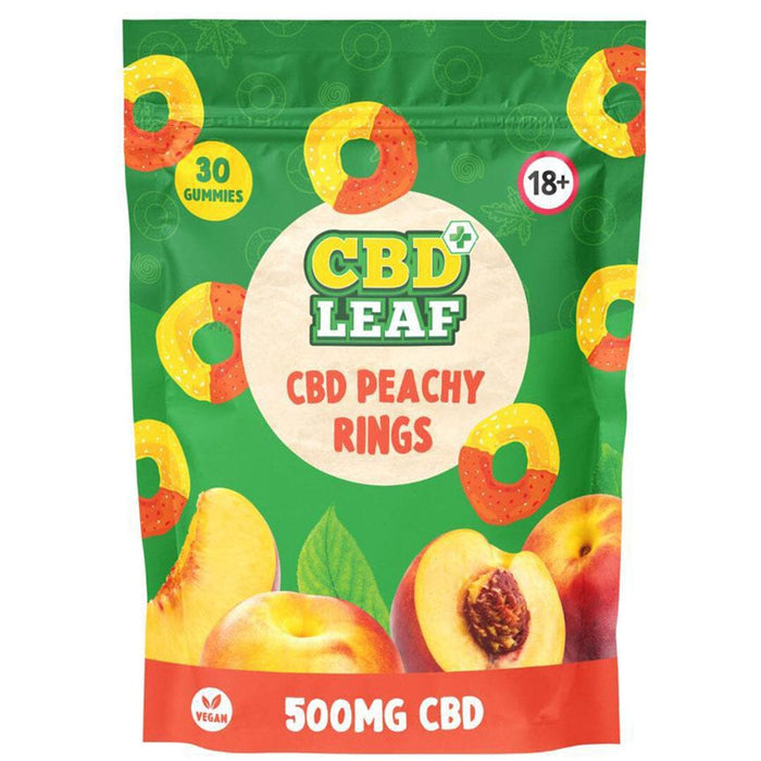 CBD Leaf 500mg 30 Gummies CBD Leaf Peach Rings 